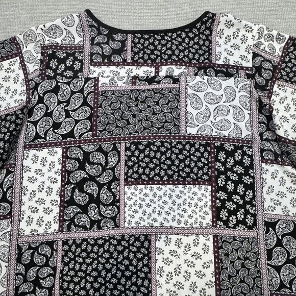 Jones New York Womens 3X Multicolor Paisley Patchwork Tunic Blouse Short Sleeve - Picture 6 of 14